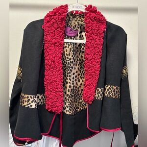 Etro Milano linen silk metallic bead crop blazer
